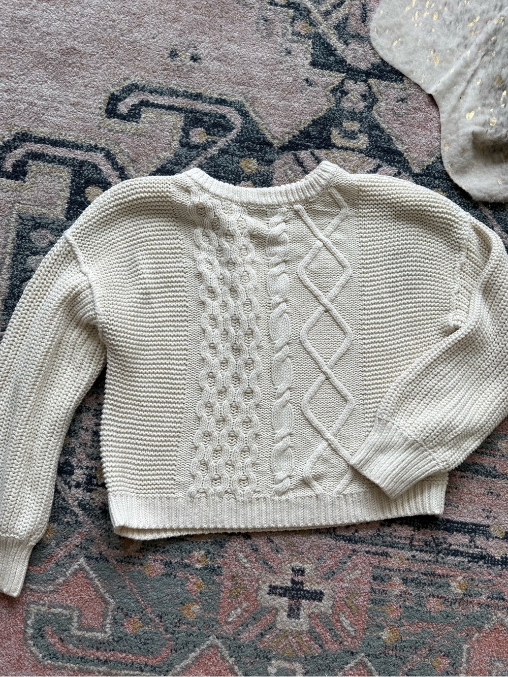Free People cream cable-knit sweater size L